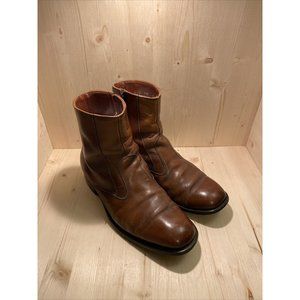 Brown Genuine Leather Casual Zip Up Shoes Mens Siz